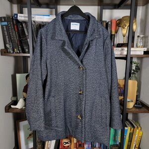 OLD NAVY Women's Jacket Coat Three Button Navy Herringbone Poly Wool Size XL NEW